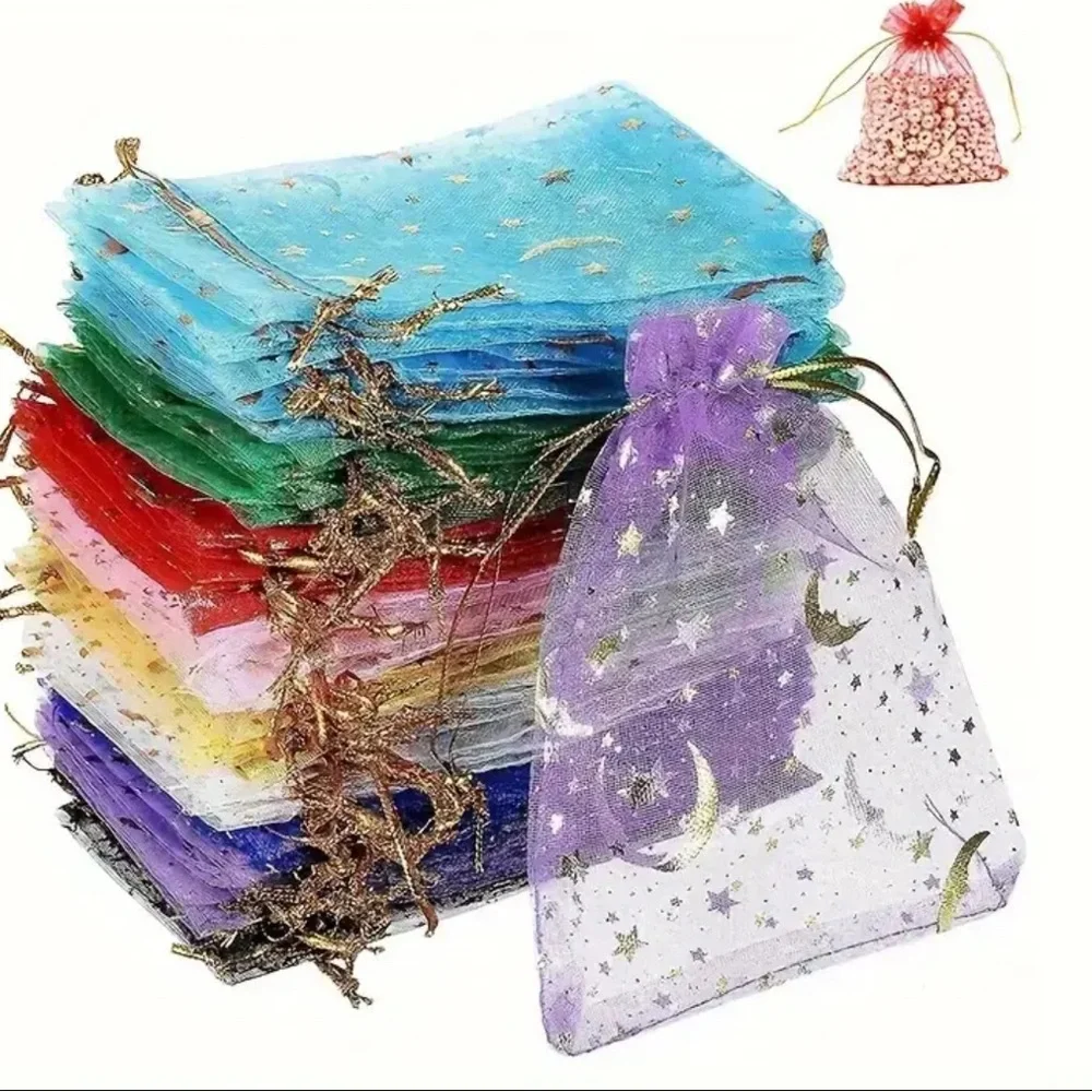 Vibrant Organza Favor Bags with Drawstring Closure mix colors 20 per bundle